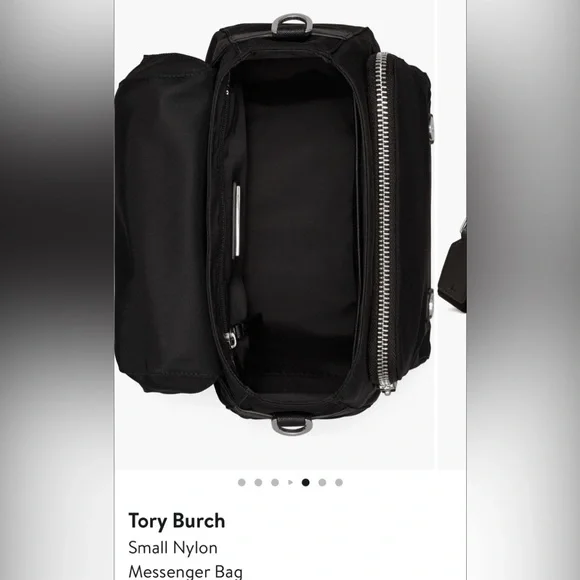 Tory Burch Small Nylon Messenger Cross Body Flap Bag Black - Picture 10 of 12
